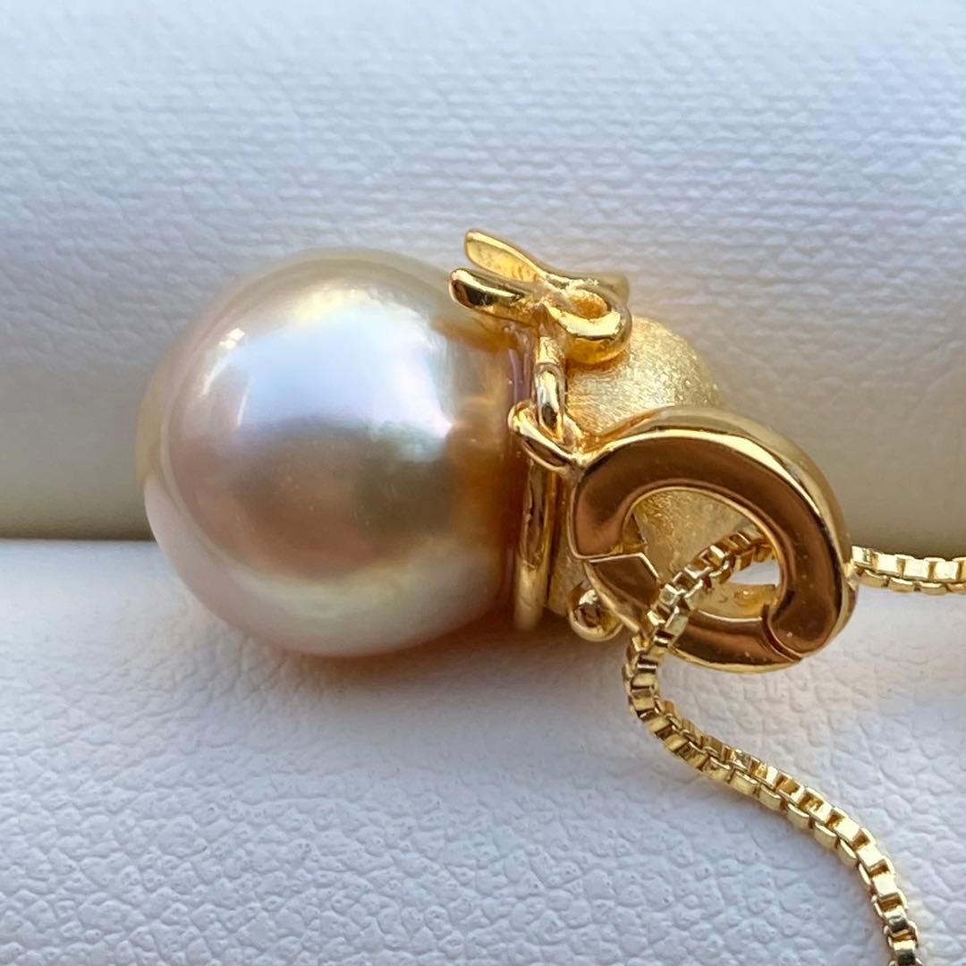 本真珠　南洋白蝶真珠ネックレストップ　11.4mmシャンパンゴールドPT992