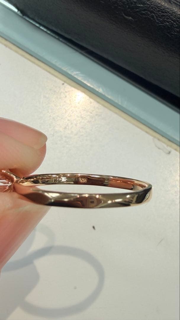 0.3カラット　18金ピンクゴールド素材指輪　ダイヤモンドが透明感あり　11号