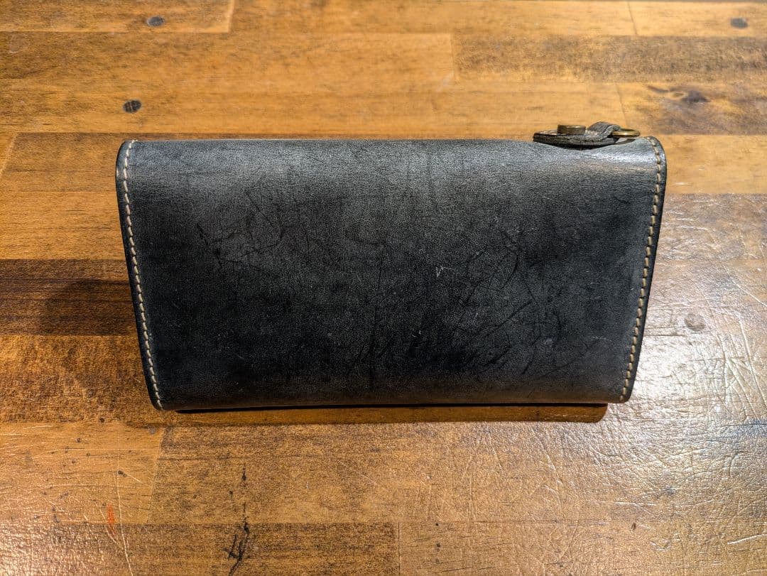 ハンドメイド　長財布　手縫い　手染め　ヌメ革　栃木レザー　ヴィンテージ
