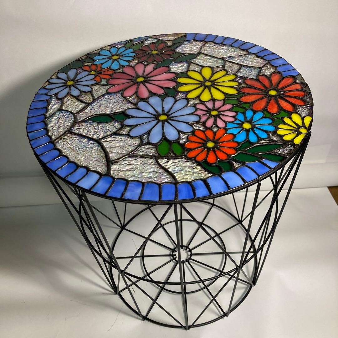 ステンドグラス　マガジンラック　テーブル