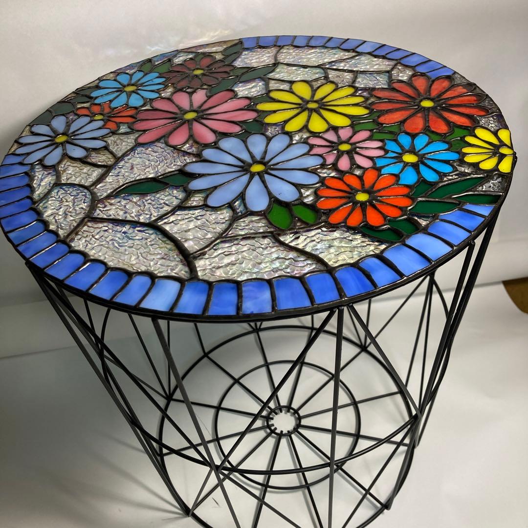 ステンドグラス　マガジンラック　テーブル