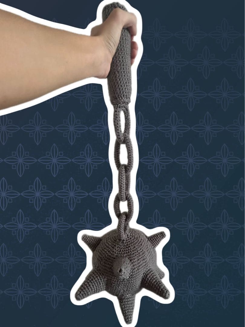 グレー あみぐるみ モーニングスター 毛糸 ハンドメイド 編み物 ぬいぐるみ