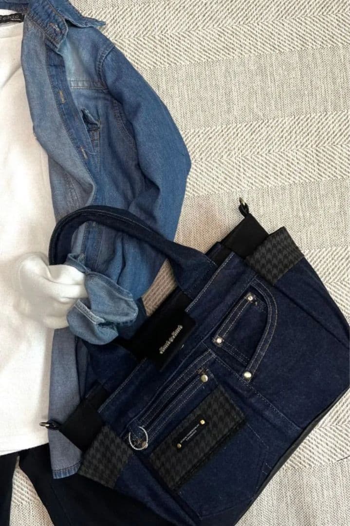 デニムリメイクバッグ（L）No.894☆ハンドバッグ　マザーズバッグ