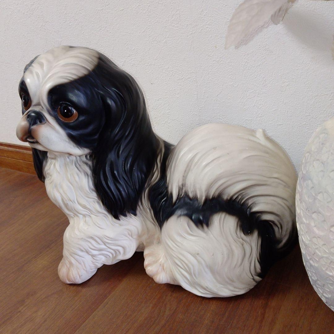 【Demain】ITALY製　狆　チン　スパニエル　犬　陶器　置物　サイン有り