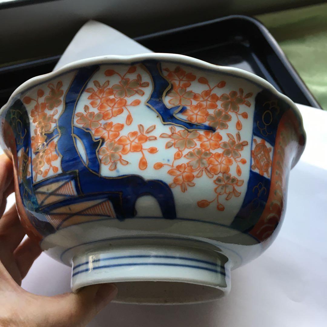 古伊万里／桜図／アンティーク　中鉢1つ　大聖寺伊万里や染付好きの方に