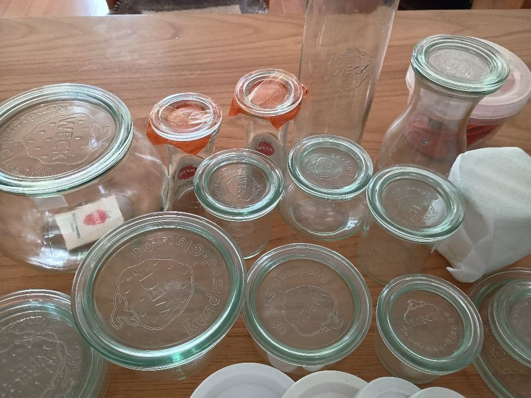 weck　瓶・キャニスターセット コルク蓋付き　蓋＆瓶計40点とパッキン数十点