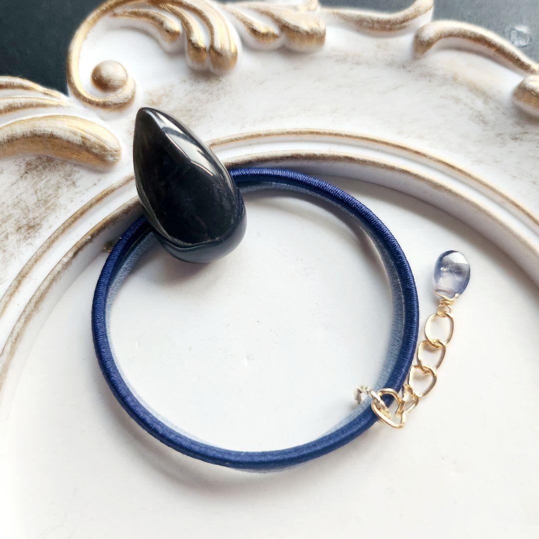 【一点物】大きめ アイオライトの 雫 ヘアゴム③✩*˚