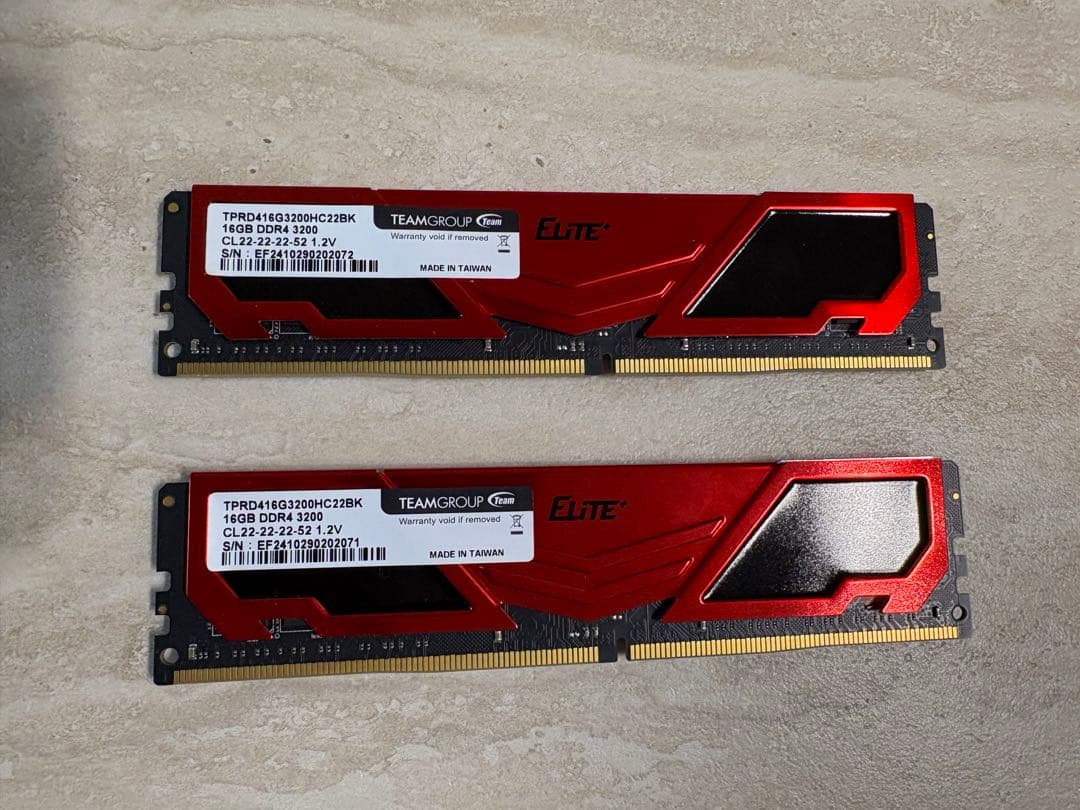 動作確認済 TEAMGROUP DDR4-3200 32GB（16GBx2）
