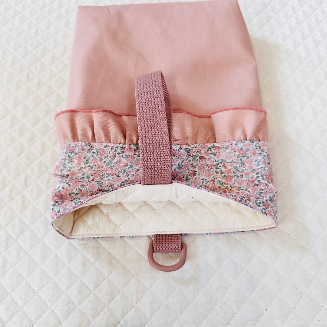 ハンドメイド　リバティ生地　フェリシテ　レッスンバッグ　くすみピンク　女の子