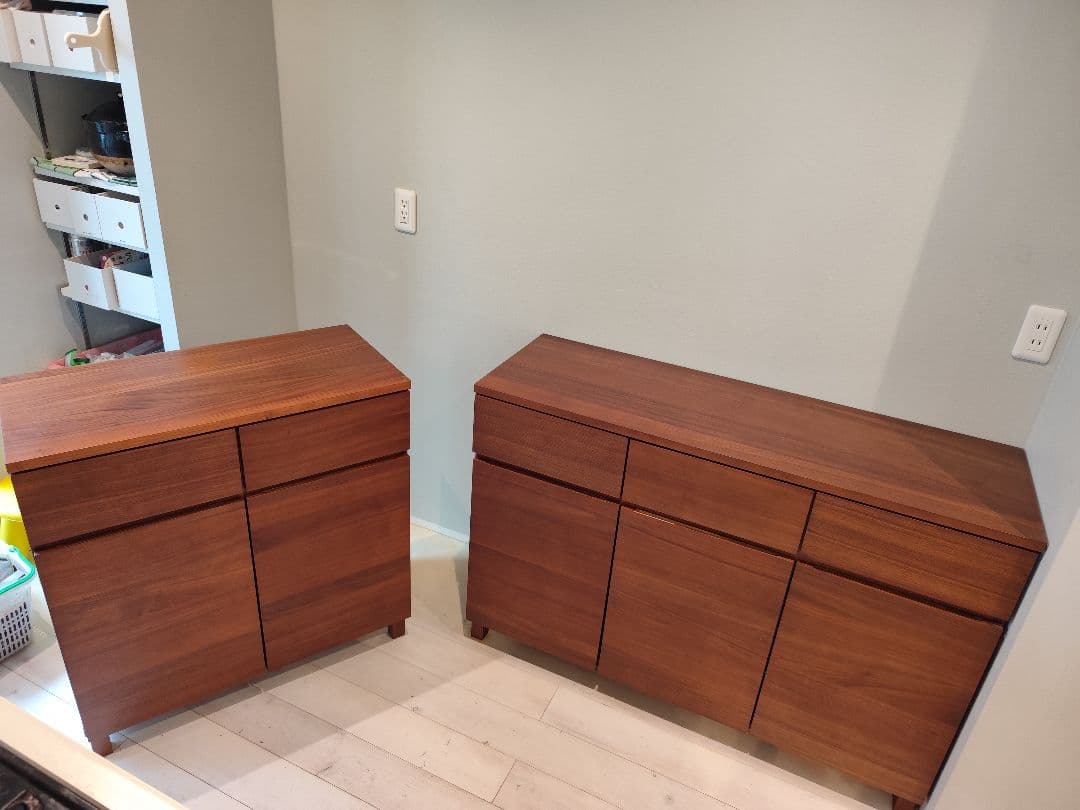 【廃盤品】MUJI 無印良品　ウォールナット 脚付キャビネット 3連