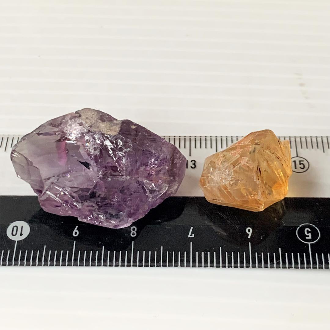 大粒美石★アメトリン 9.3 ct、アメシスト＆シトリン原石set (31)