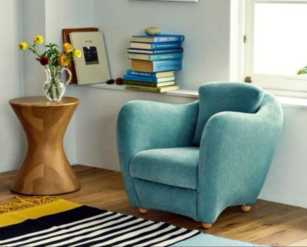 IDÉE ミニミラーアームチェア　一人掛けソファ　ブルーグレー