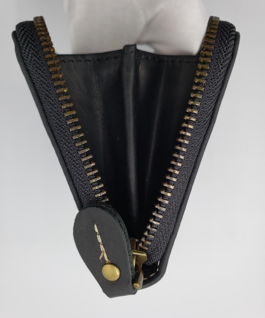 新品 イタリアンレザー ラウンドファスナー 長財布 牛本革 本皮 ブラック 牛皮