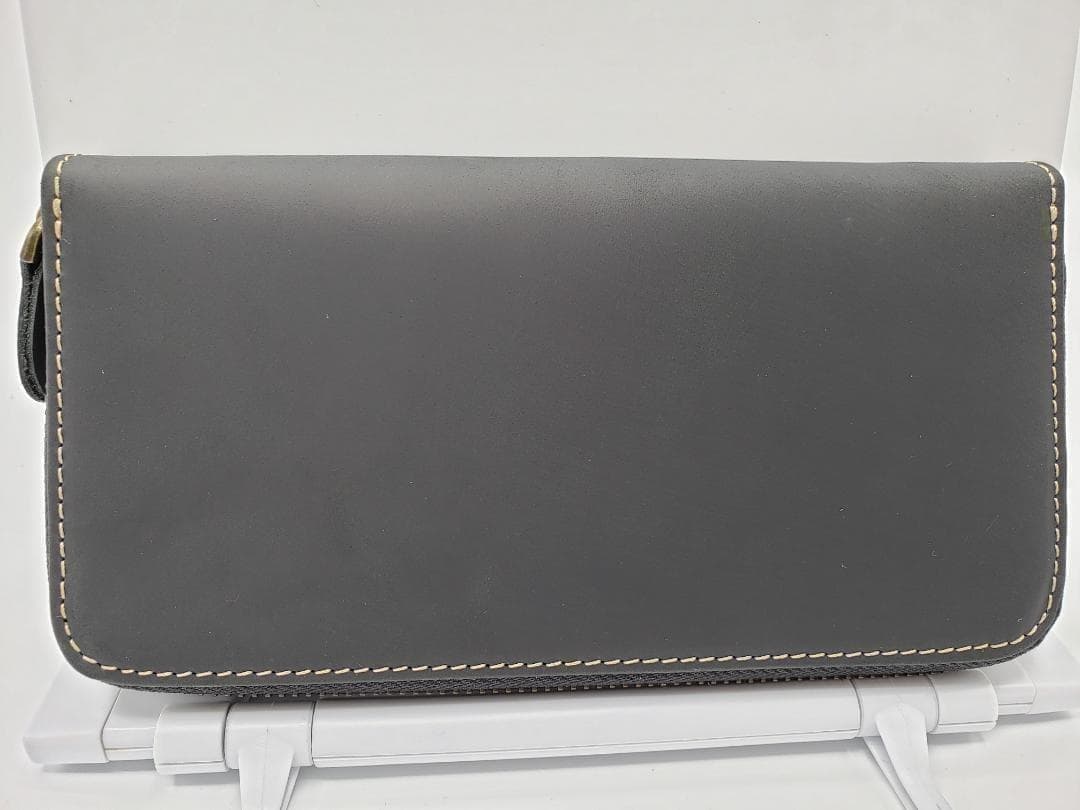 新品 イタリアンレザー ラウンドファスナー 長財布 牛本革 本皮 ブラック 牛皮