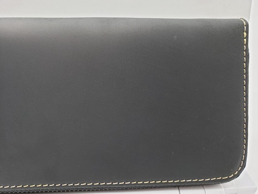 新品 イタリアンレザー ラウンドファスナー 長財布 牛本革 本皮 ブラック 牛皮