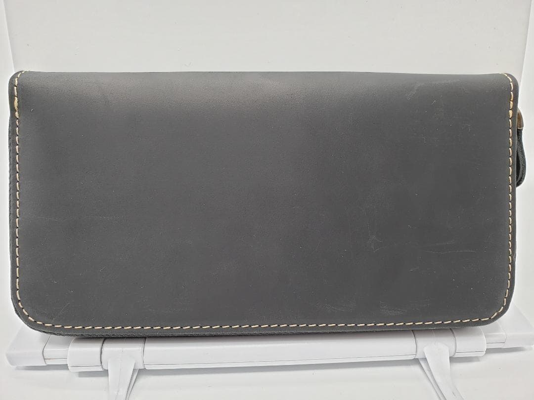 新品 イタリアンレザー ラウンドファスナー 長財布 牛本革 本皮 ブラック 牛皮