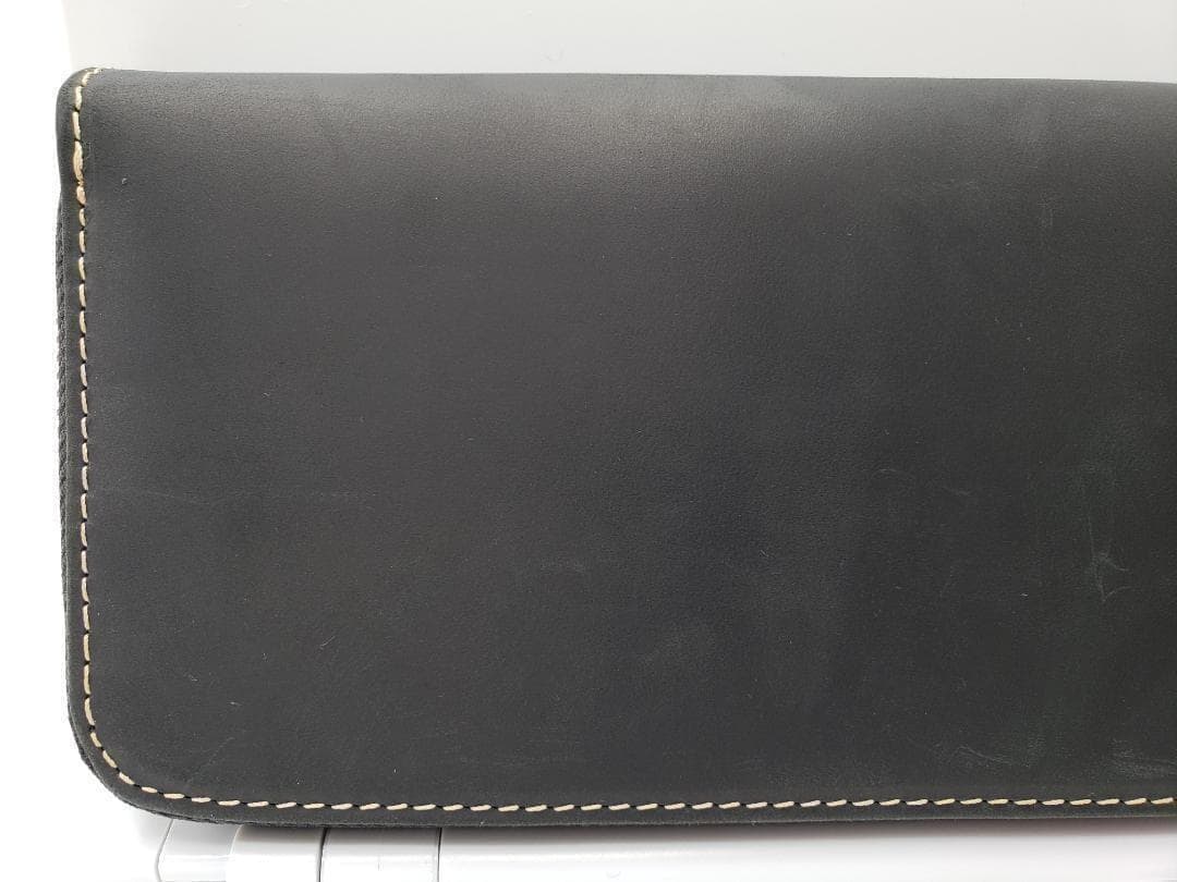 新品 イタリアンレザー ラウンドファスナー 長財布 牛本革 本皮 ブラック 牛皮