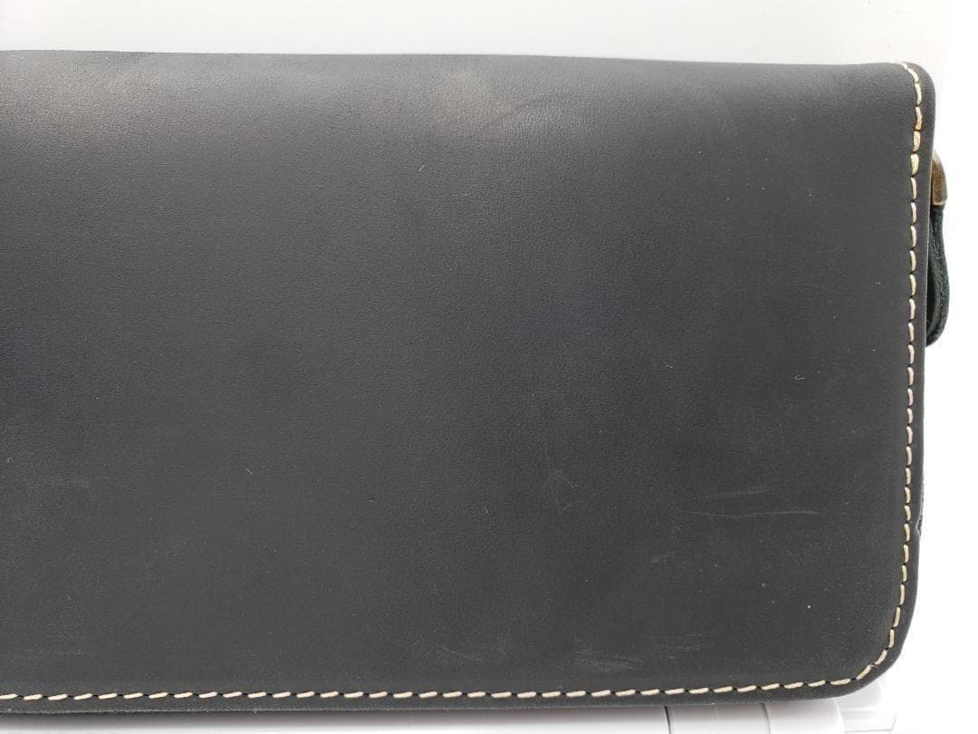 新品 イタリアンレザー ラウンドファスナー 長財布 牛本革 本皮 ブラック 牛皮