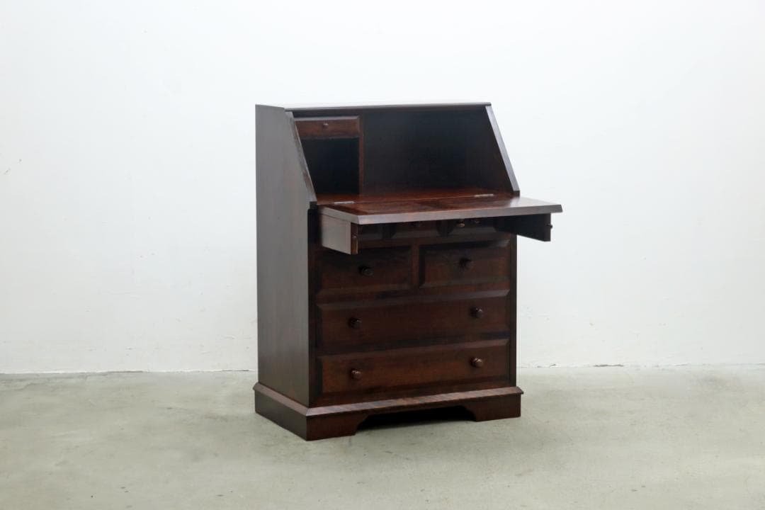 松本民芸家具 ライティングビューロー ミズメザクラ無垢材 デスク キャビネット