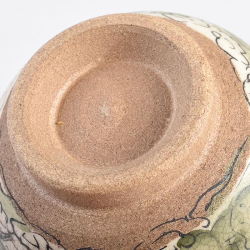 瀬戸焼　加藤晃(号晃山)作　色絵　寿千老人文　ぐい呑　盃　共箱　V　8953