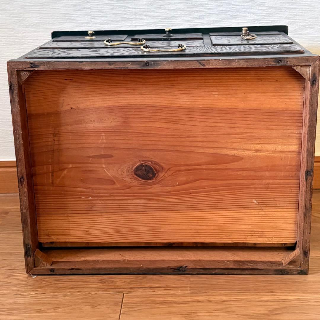【大正〜昭和初期頃】時代薬箪笥 真鍮金具／木製小箪笥／骨董収納箱