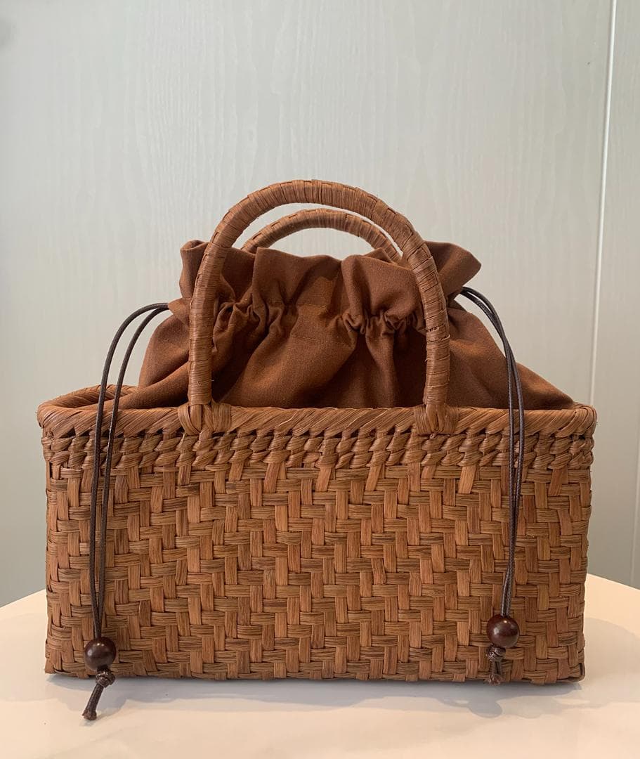 山葡萄 かごバッグ 網代編み 籠 手提げ 巾着袋