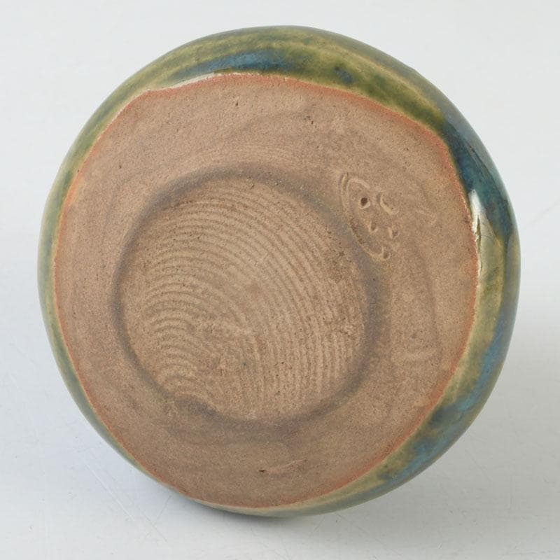 茶道具　織部焼　古瀬戸窯　加藤作助作　茶入　仕覆付　共箱　V　A64