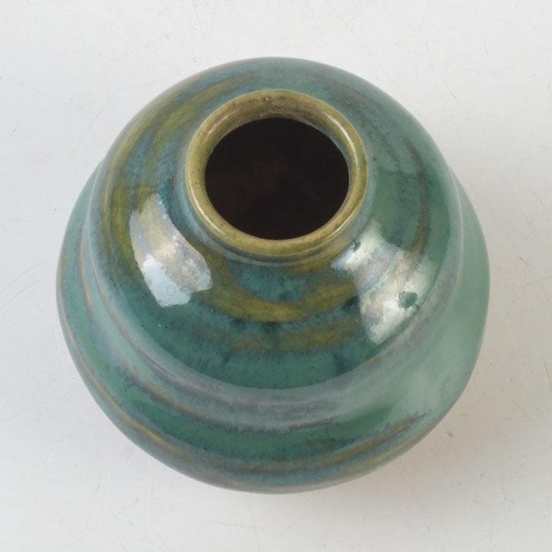 茶道具　織部焼　古瀬戸窯　加藤作助作　茶入　仕覆付　共箱　V　A64