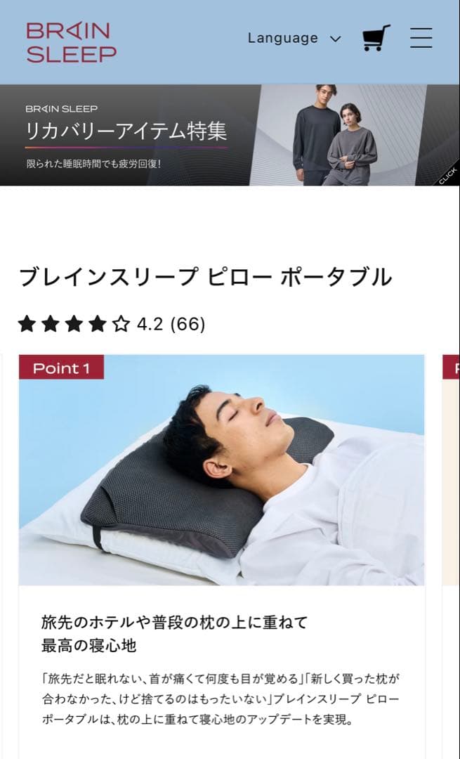 ブレインスリープ　ポータブル枕　ネックピロー　カバー付き