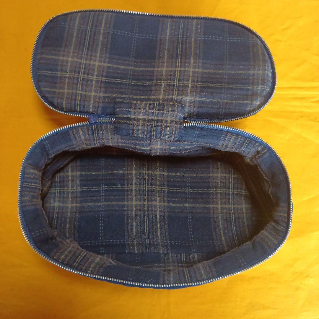 古布　木綿　型染め　可愛い猫とネズミの手づくりポーチ