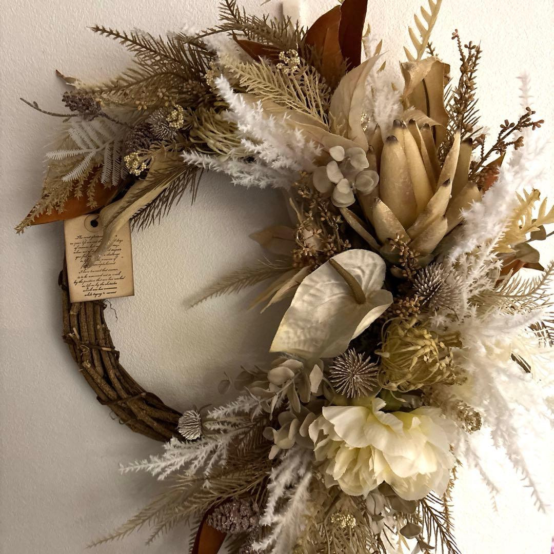 ＊フラワーリー＊　特大　玄関リース　プロテア　ネイティブフラワー