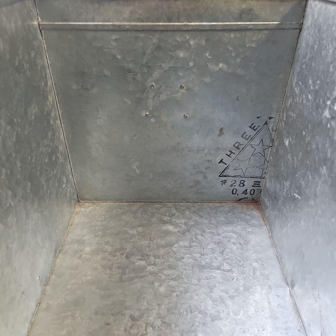 昭和レトロ/1950年代物】別注ブリキ製品ボックス 金属製ハンドル付き特大 刻印