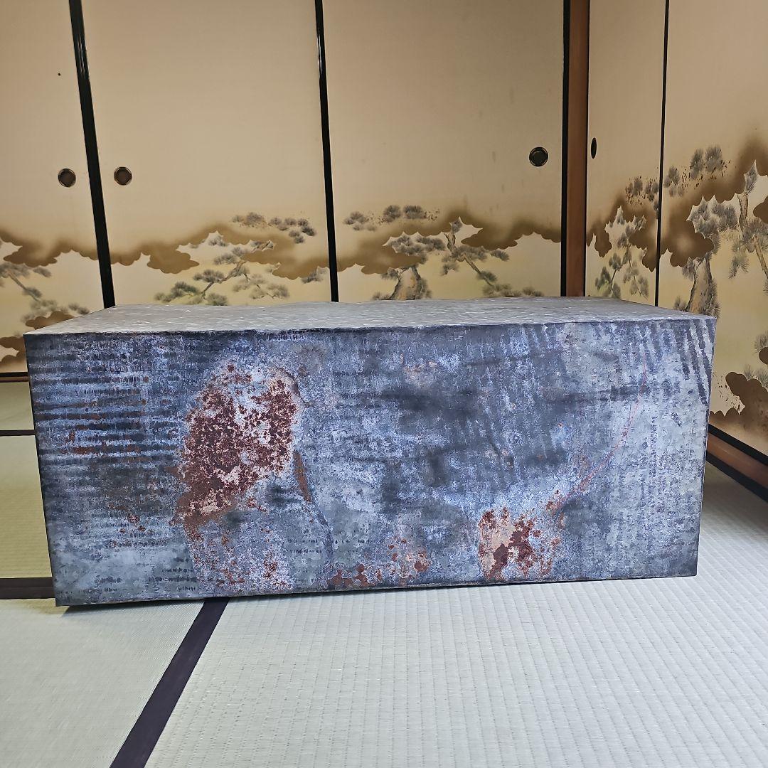 昭和レトロ/1950年代物】別注ブリキ製品ボックス 金属製ハンドル付き特大 刻印