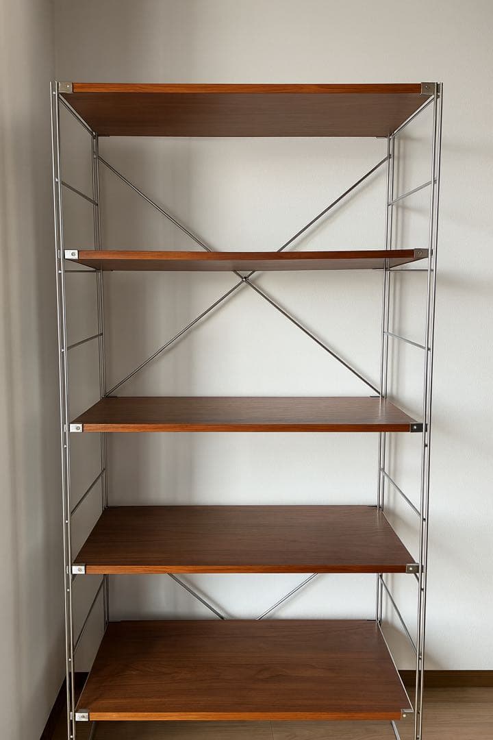 無印良品ステンレスユニットシェルフワイド大・ウォールナット材棚5段＋2段セット