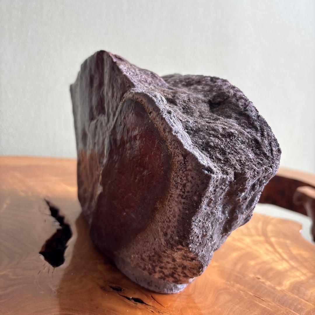 備前焼 松本頼明造 「窯変岩花生」花入 共箱 花瓶 高さ17cm