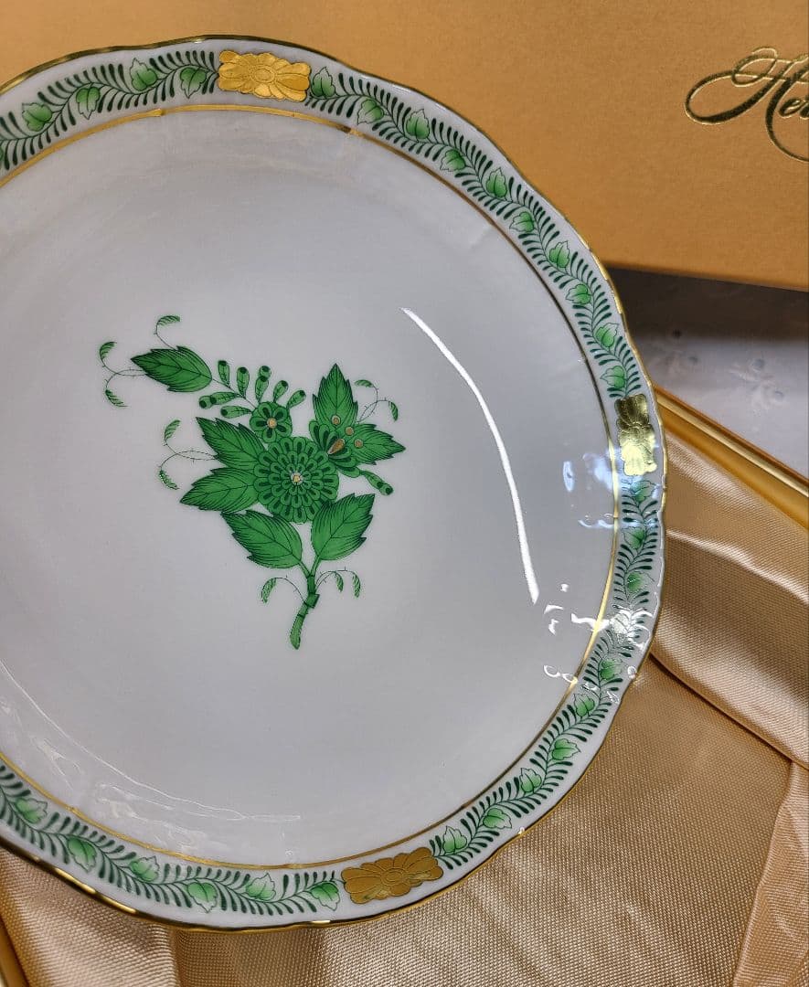 未使用✨ヘレンド アポニーグリーン フルーツ ボウル 小皿 ミニプレート 深皿箱