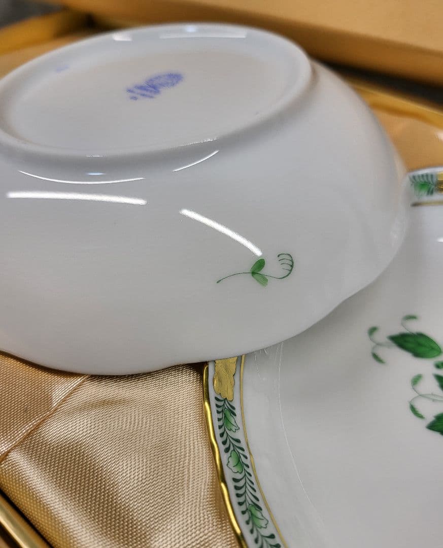 未使用✨ヘレンド アポニーグリーン フルーツ ボウル 小皿 ミニプレート 深皿箱