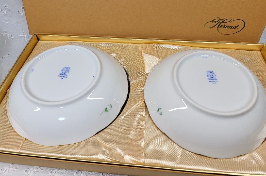 未使用✨ヘレンド アポニーグリーン フルーツ ボウル 小皿 ミニプレート 深皿箱