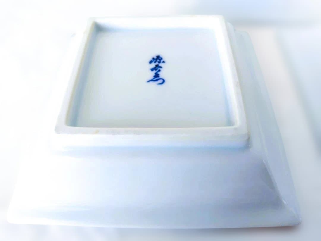 源右衛門 呉須赤絵鳳凰紋角皿（5枚組）