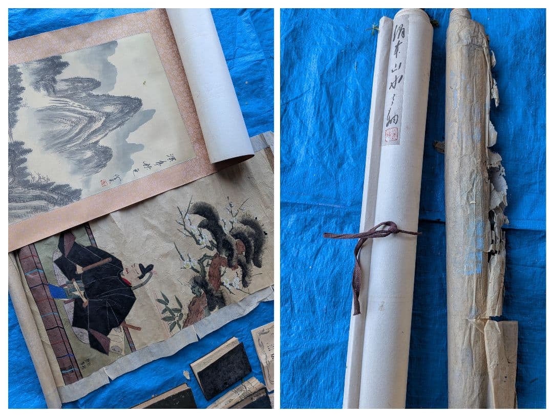 坊さん宅より　片付け品　掛け軸　和本　経本　等まとめ