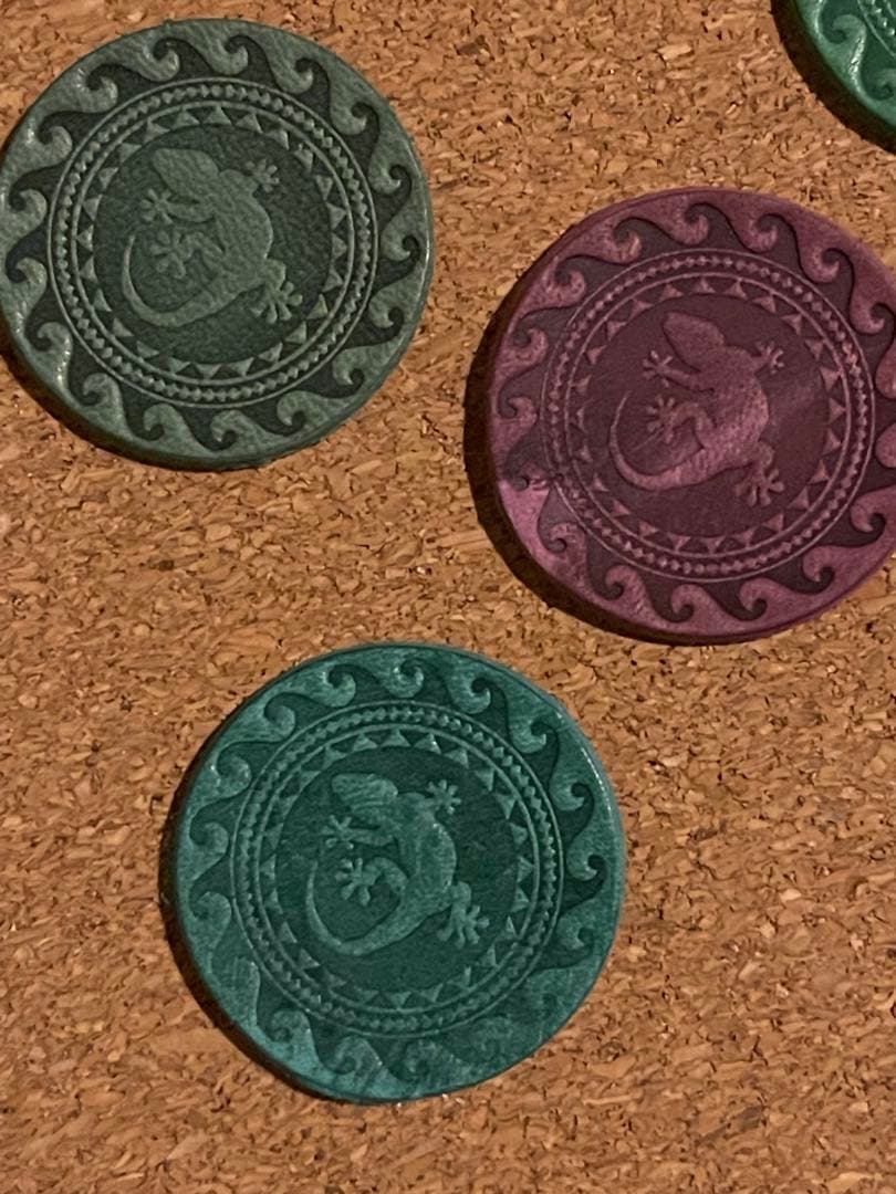 ヤモリ 男前 ビンテージ ハワイアン 革タグ レザータグ T-57