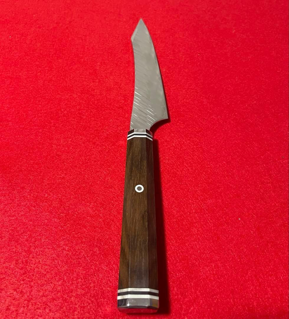 鬼反り切付型 VG10 ダマスカス ペティナイフ 160mm 黒檀八角柄