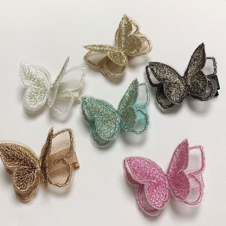 ♡ちょうちょ　ベビーヘアクリップ　ヘアゴム　ヘアピン  ハンドメイド