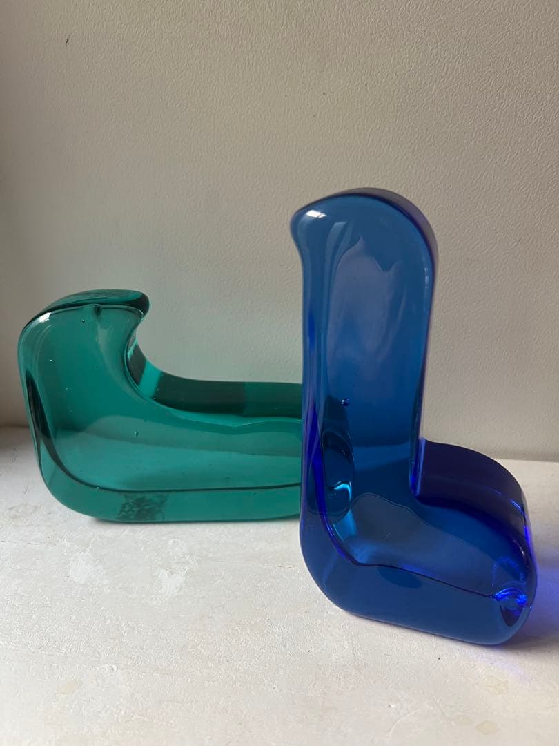 minä perhonen 青と緑のガラスバード置物