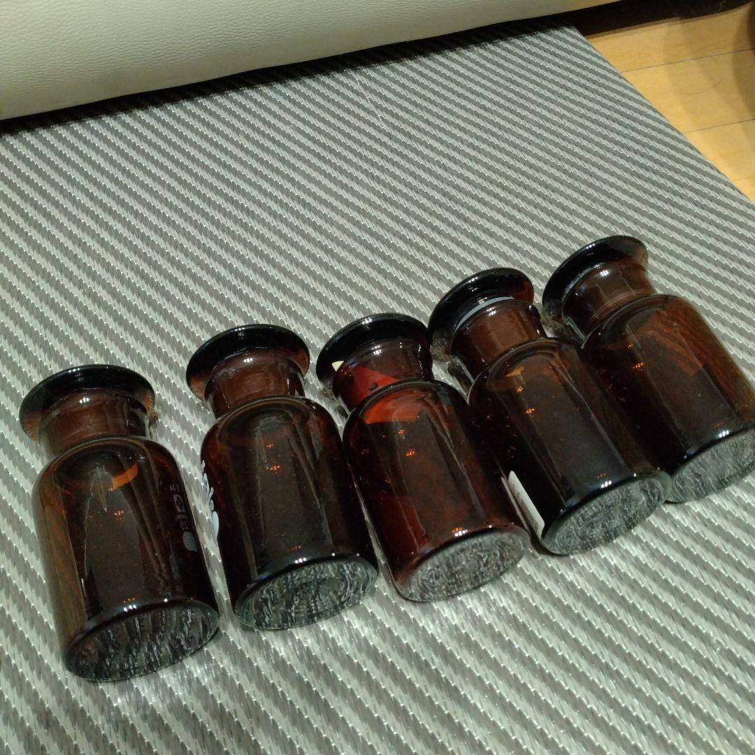 柴田科学　試薬びん 広口共栓 茶　120ml 5個
