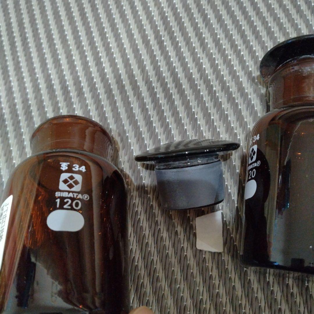 柴田科学　試薬びん 広口共栓 茶　120ml 5個