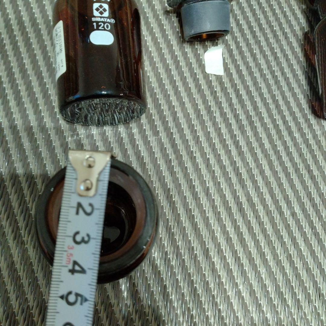 柴田科学　試薬びん 広口共栓 茶　120ml 5個