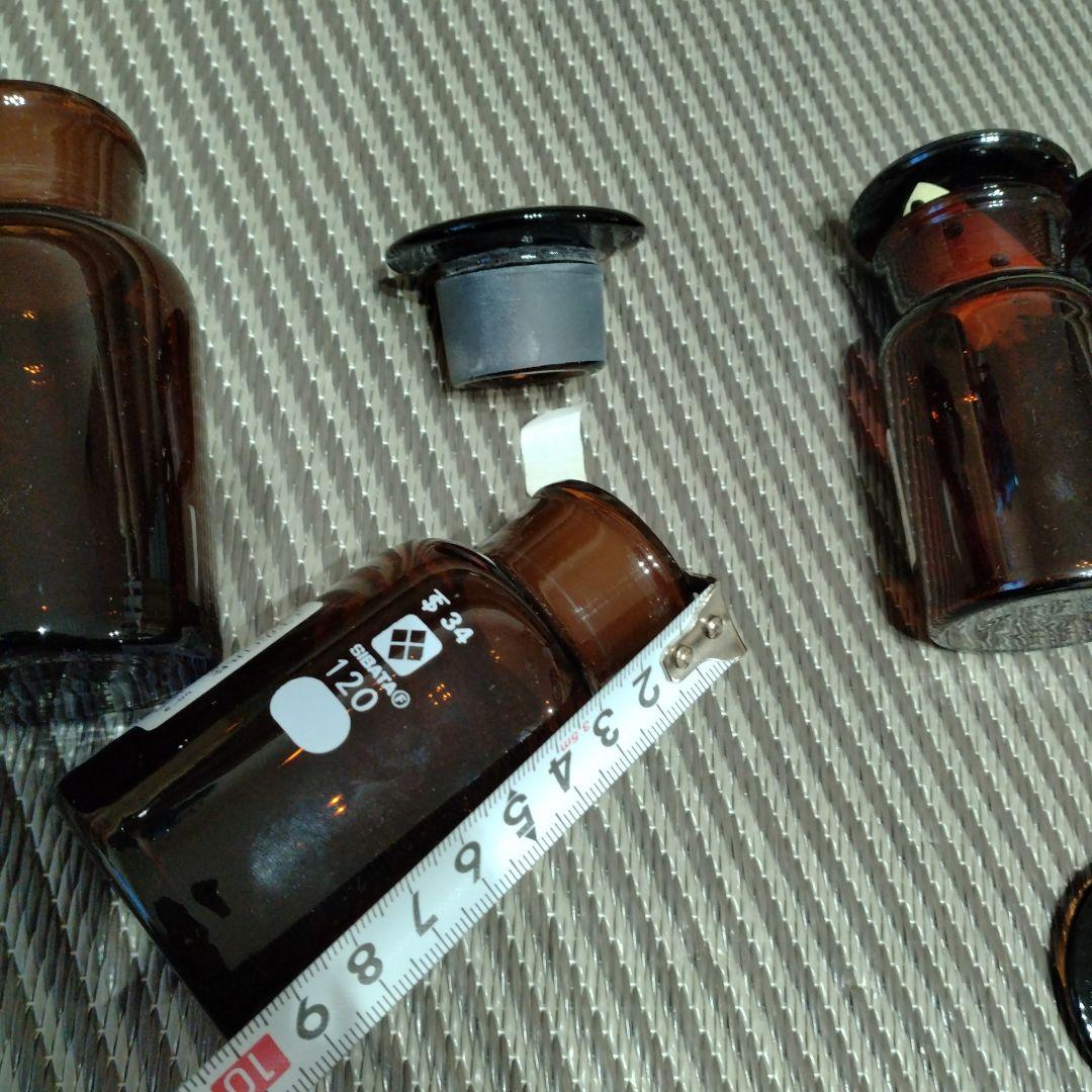 柴田科学　試薬びん 広口共栓 茶　120ml 5個