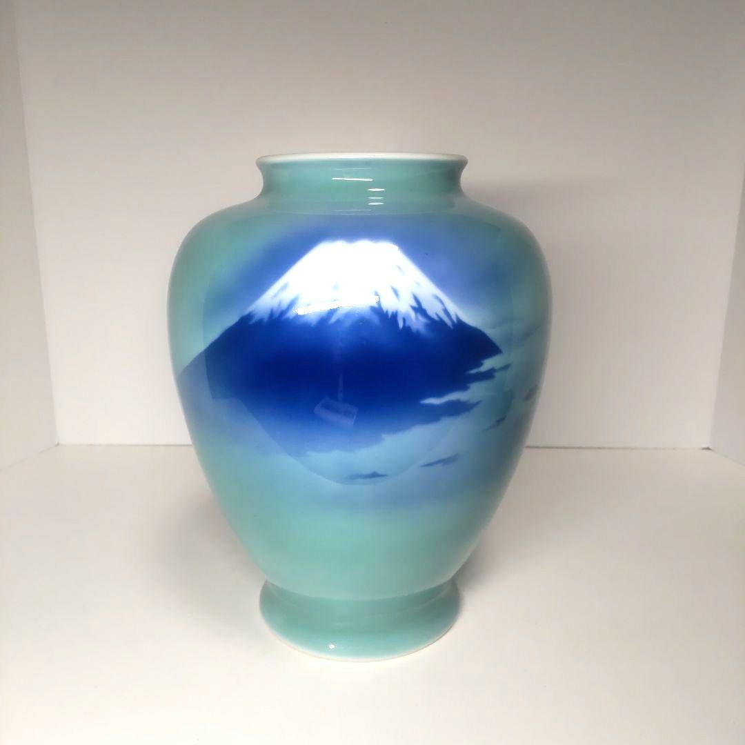 未使用 美品 有田焼 宮内庁御用達 深川製磁 花瓶 生花 富士山