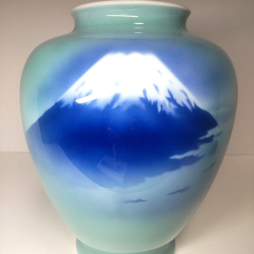 未使用 美品 有田焼 宮内庁御用達 深川製磁 花瓶 生花 富士山